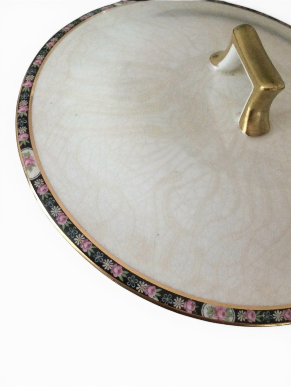 Antique 1920s HOMER LAUGHLIN Covered Serving Dish – Gold Trim Crackled Glaze EUC - Picture 12 of 15